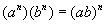 a to the n power times b to the n power equals the quantity a times b  end quantity raised to the n power