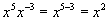 x raised to the power of five times x raised to the power of negative three equals x raised to the power of five minus three equals x raised to the power of two