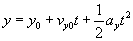 y equals y not plus v not y times t plus one half a sub y times t squared 