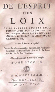 Cover of book 'L'Esprit des Loix' by Montesquieu 1749