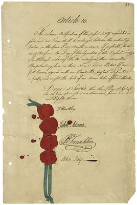 last page of the Treaty of Paris