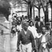 African Americans walking on a sidewalk during the boycott