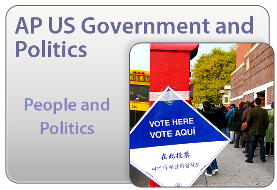 People waiting in line to vote with a sign "vote here" in English, Spanish, Chinese and Korean
