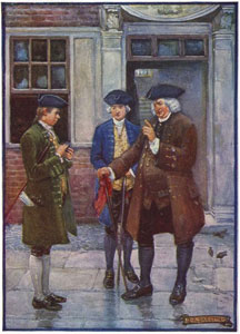 Wealthy men talking on a street