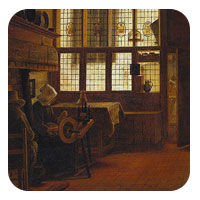 woman at a spinning wheel
