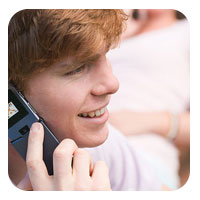 young people with cell phones