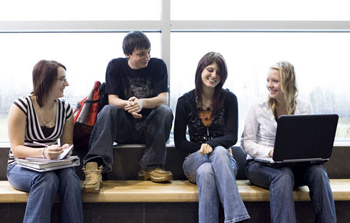 Students working on a computer