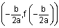 the point negative b divided by 2 a, f of negative b divided by 2 a