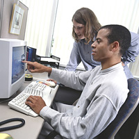 Two students working together