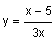 y equals the quantity x minus 5 divided by 3 x 