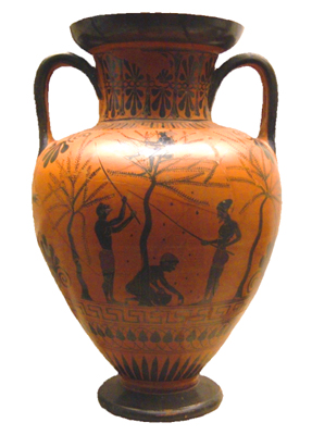 Greek red and black figurative pottery