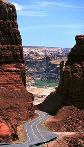 The strata of Glen Canyon as seen from Hite Crossing Bridge in Northern Arizona.