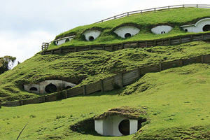 The home of the hobbits from the filming of the J. R. R. Tolkien's Lord of the Rings Trilogy.