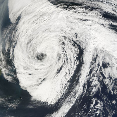 Aerial view of a cyclone