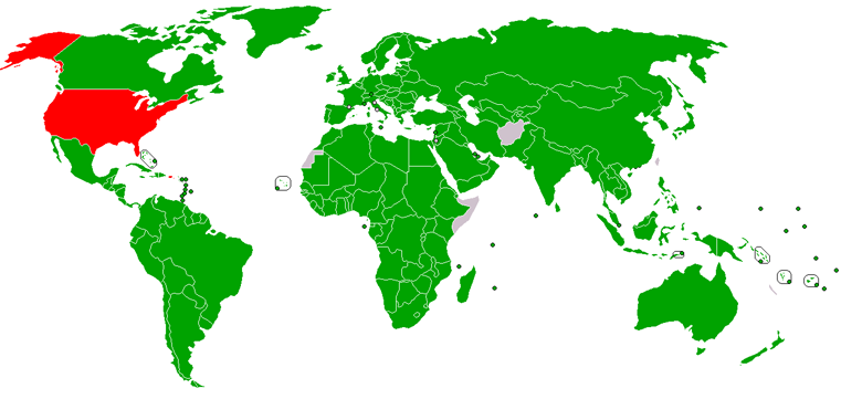 Map showing global support of the Kyoto treaty