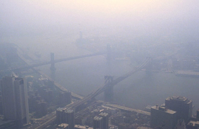 smog in the air over a city