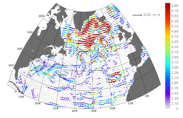 Map showing slowing trends of ocean circulation