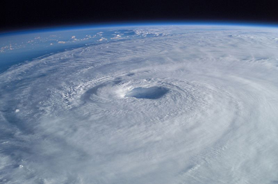 Aerial view of a hurricane