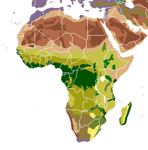 Africa showing different climate zones