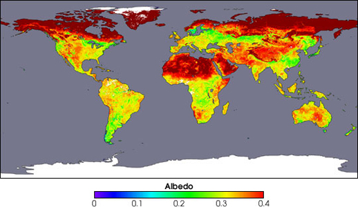 Map showing global albedo