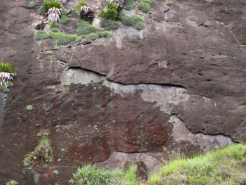 weathered rocks showing broken off layers, or exfoliation