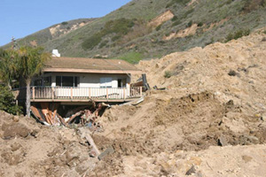 a house damaged by a landslide