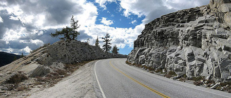 weathered rock along a roadside