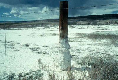 a landscape with lots of salt build-up on the ground