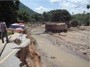 a town damaged by a mudflow