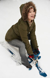 A woman sledding