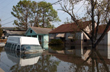 a city street under flood water