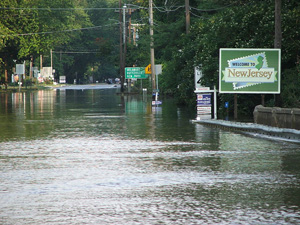 a flooded town in New Jersey