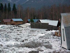 ice blocks obstructing a river