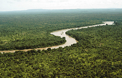 wide muddy river with slow moving water