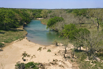 A drying river bed in Texas