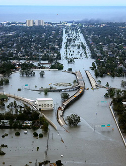 a flooded urban area