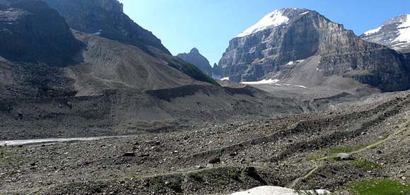 glacial deposits at the base of a mountain