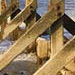 a wooden groyne on a shoreline