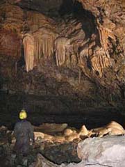 a man in an underground cave