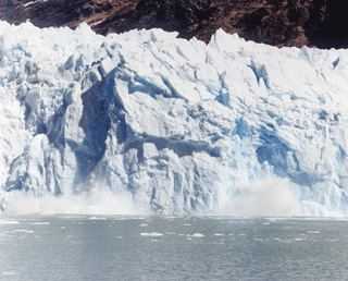 Picture of ice calving from a glacier