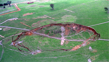 land caving in