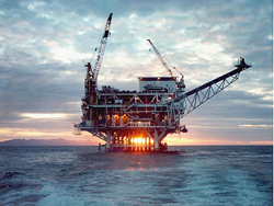 An offshore oil drilling platform