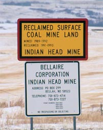 Sign indicating a reclaimed mine site