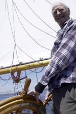 Elderly man on a boat