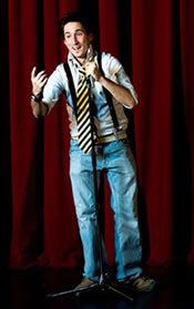 Comedian performing.