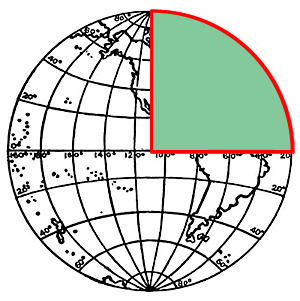 Globe with triangle drawn