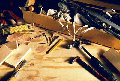 Workbench with tools