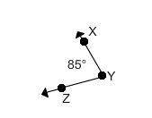 angle X Y Z with measure of 85 degrees