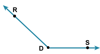 point D with two rays extending from it, one through point R and one through point S