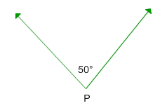 angle P, 50 degrees